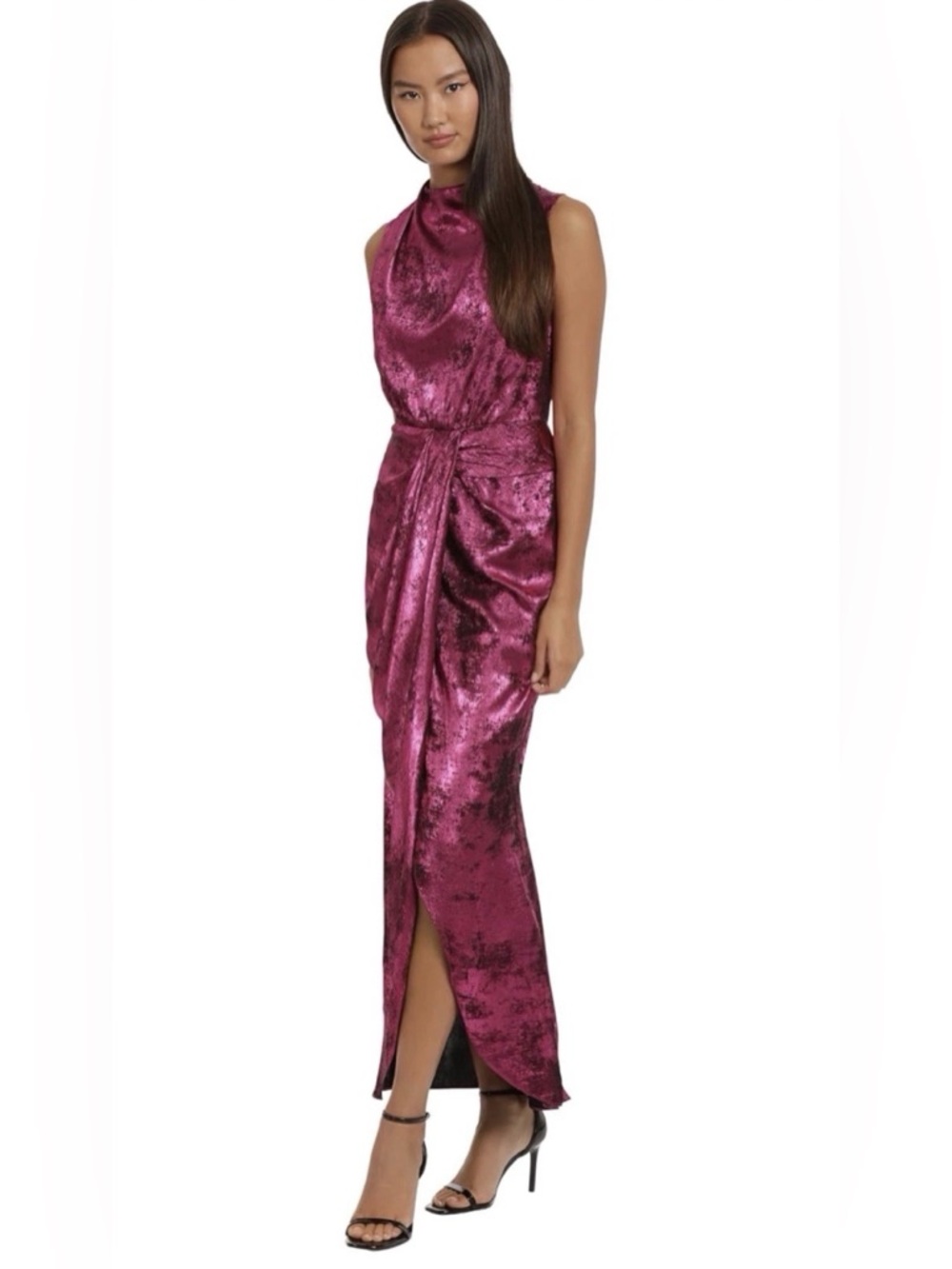 Donna Morgan Sleeveless Velvet Maxi Dress in Berry
